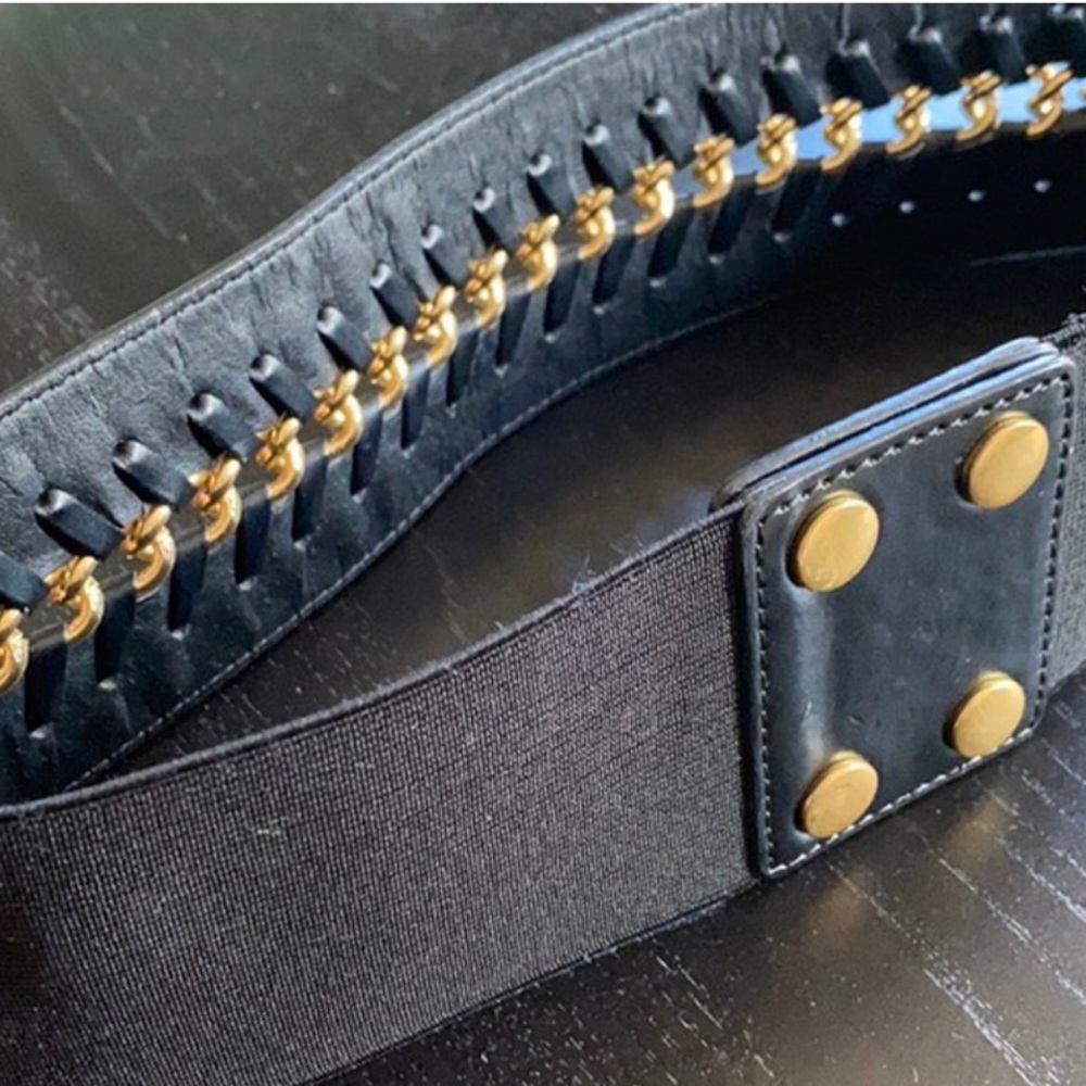 Black and Gold Thick Waist Belt